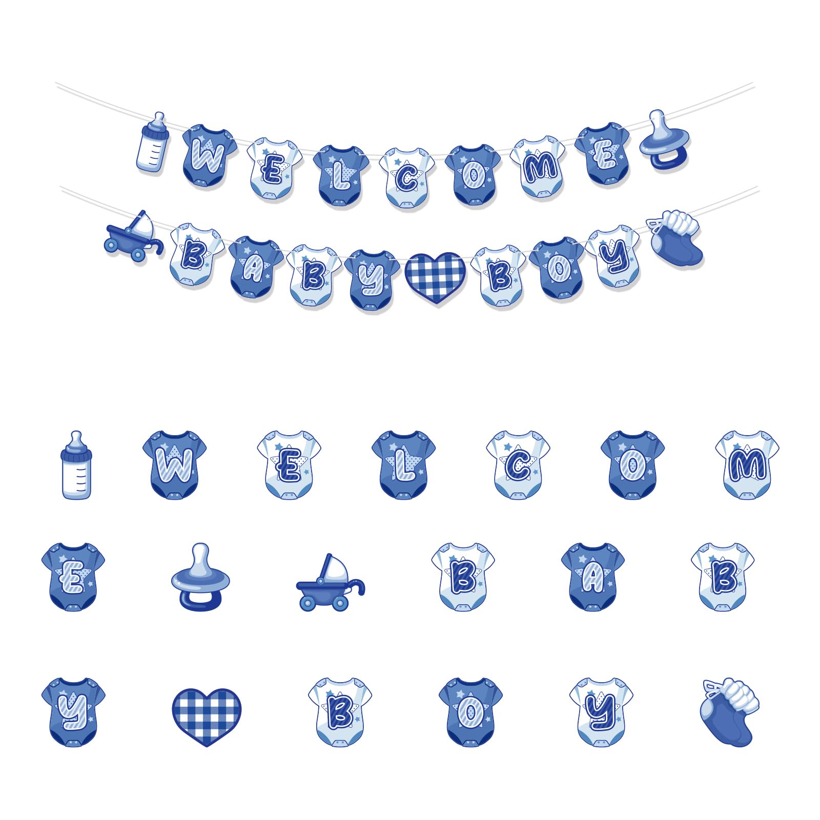 Welcome Baby Banner for Boy Pre-Strung Blue Baby Shower Decorations Hanging Sign Garland for Welcome Home Boy Party Celebration Supplies - Image 3