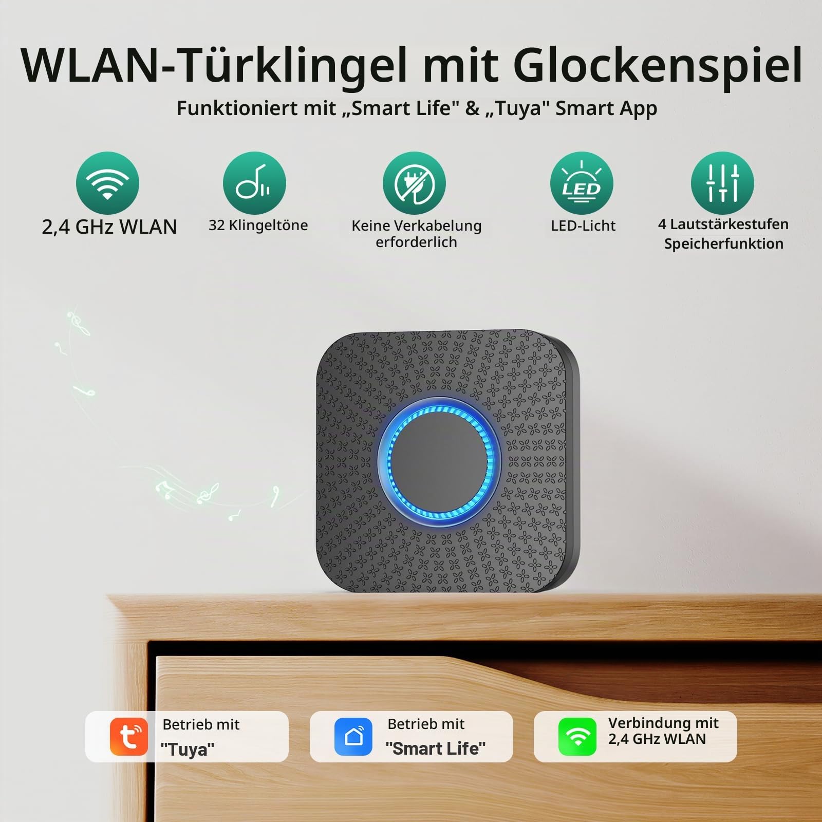 2 Pack Funk Erweiterung Set Türklingel, 3-in-1 Türklingel Verlängerung | Kompatibel mit Blink, Ring und Google Nest Video Doorbell, keine Verkabelung erforderlich, einfache Einrichtung des Em