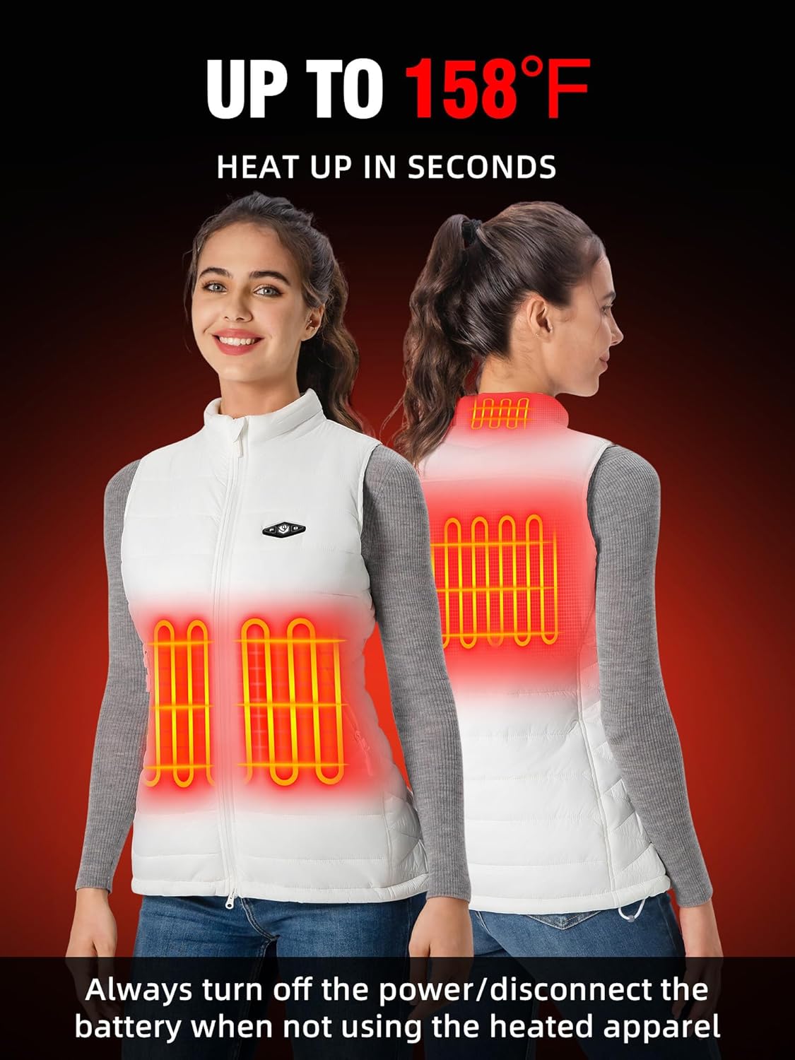 WASOTO Heated Vest Women With 16000 mAh Battery Pack Charger Included Washable Rechargeable For Indoor Outdoor Work Cycling - Image 2