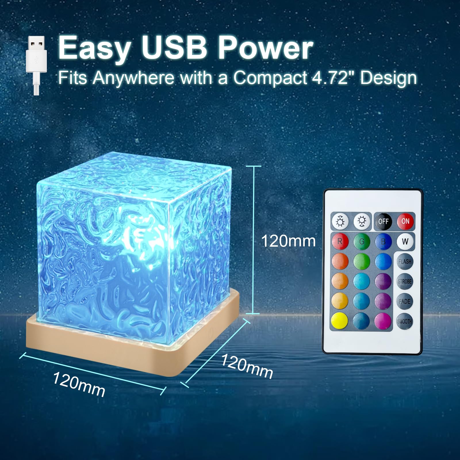 GY LED Sternenhimmel Projektor Kinder Lampe RGB Nachtlicht Mit 16 Farben Dimmbarer Wasserwellen Hologramm Projektor Mit Fernbedienung Zimmer Deko Für Kinderzimmer Schlafzimmer Gaming Party Teenager