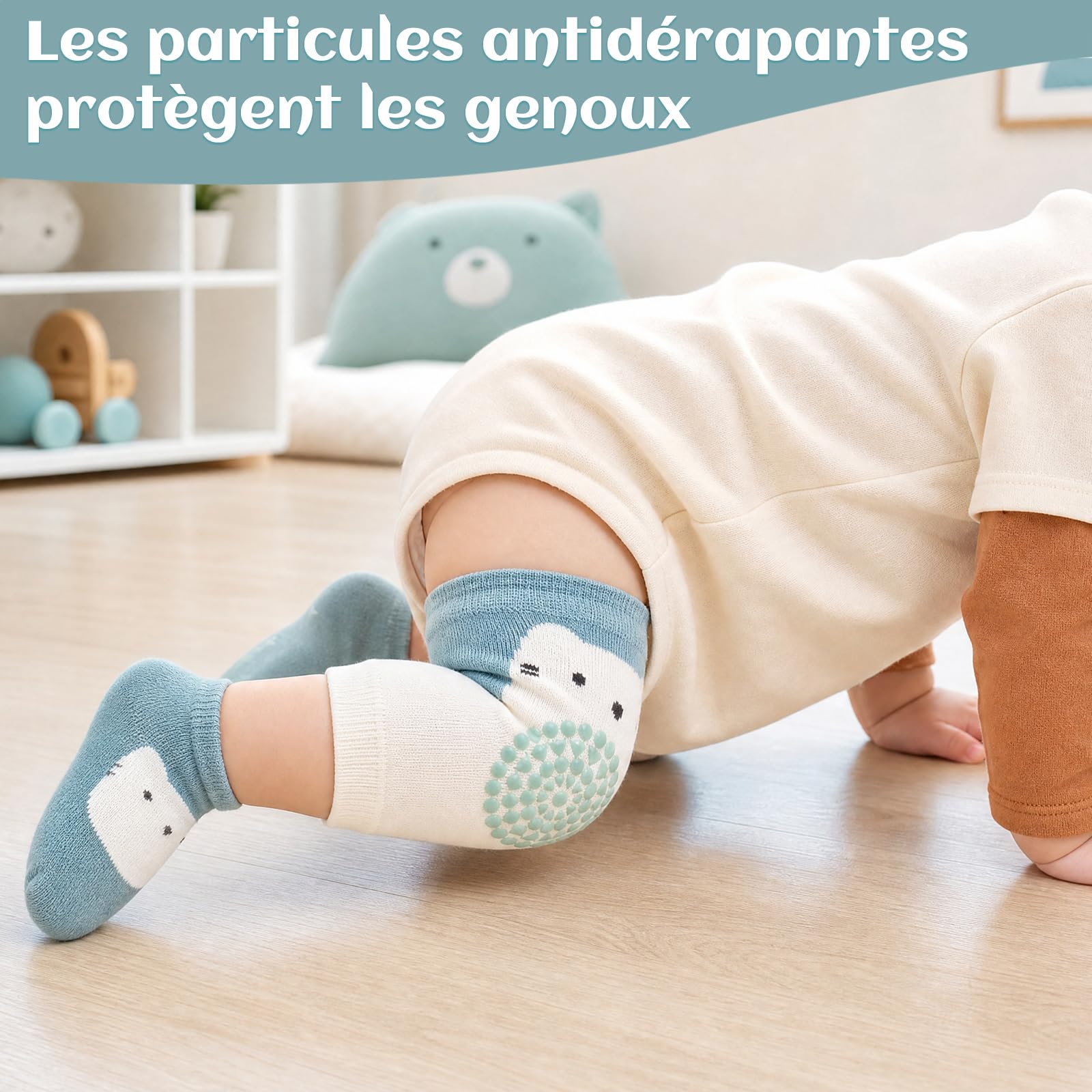 Solivive Casque Bébé Antichoc Protection, Anti Choc pour Bébé avec Longueur Réglable, Chaussettes Antidérapantes et Genouillères