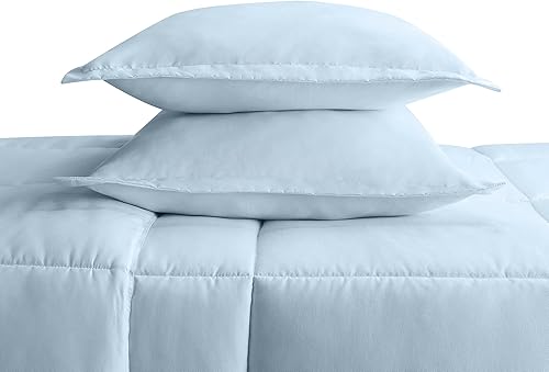 Miniatura 3 de SERTA Simply Clean - Juego de edredón de 3 piezas, ultra suave, hipoalergénico, sólido, matrimonialqueen, azul claro