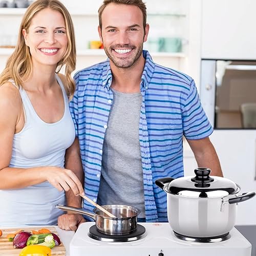 Miniatura 7 de Placa de cocción doble para cocinar quemador doble eléctrico mocasín estufa eléctrica portátil de 2000 W con control dual independiente y control de