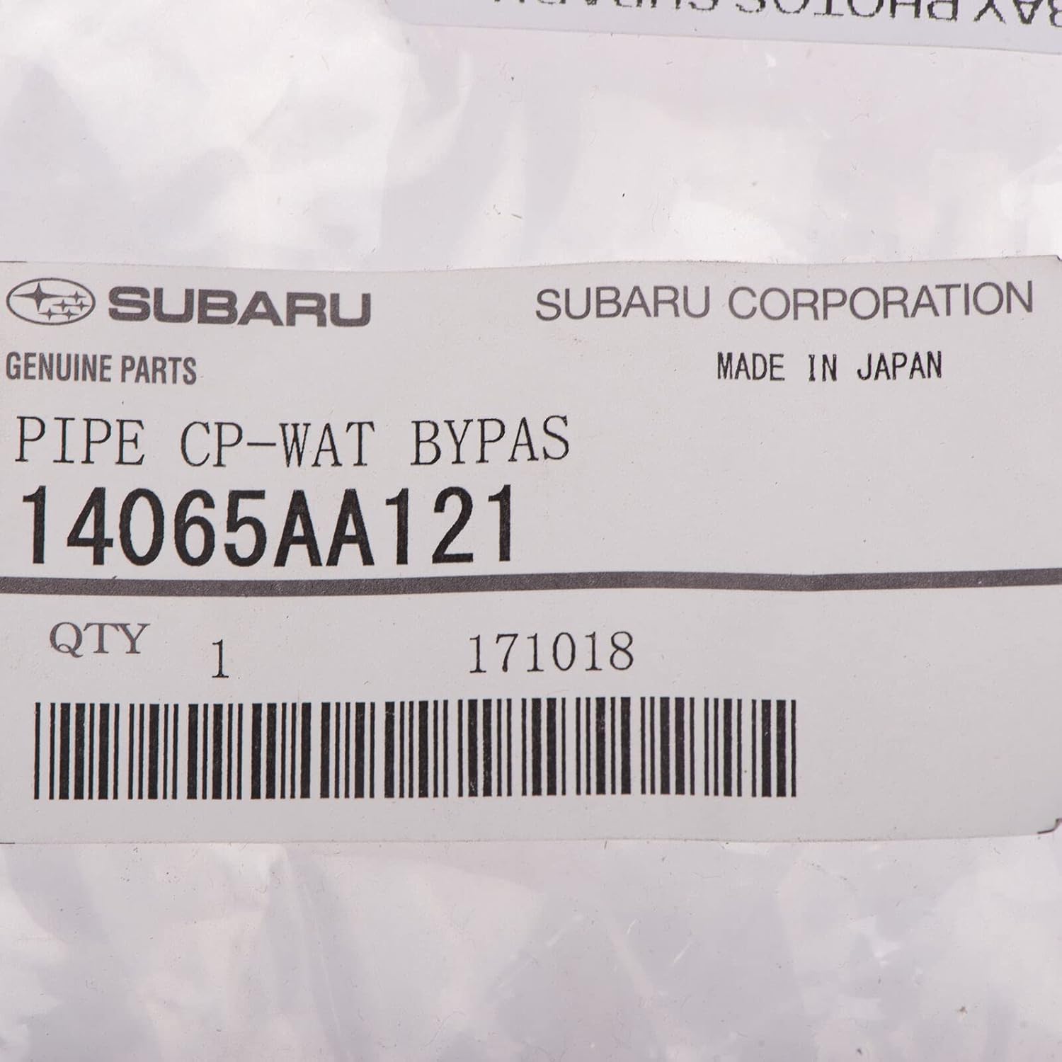 Subaru 1998-2004 Water Pump Coolant ByPass Hose Pipe Forester Legacy Baja Impreza Outback SOHC 14065AA121 Genuine OEM