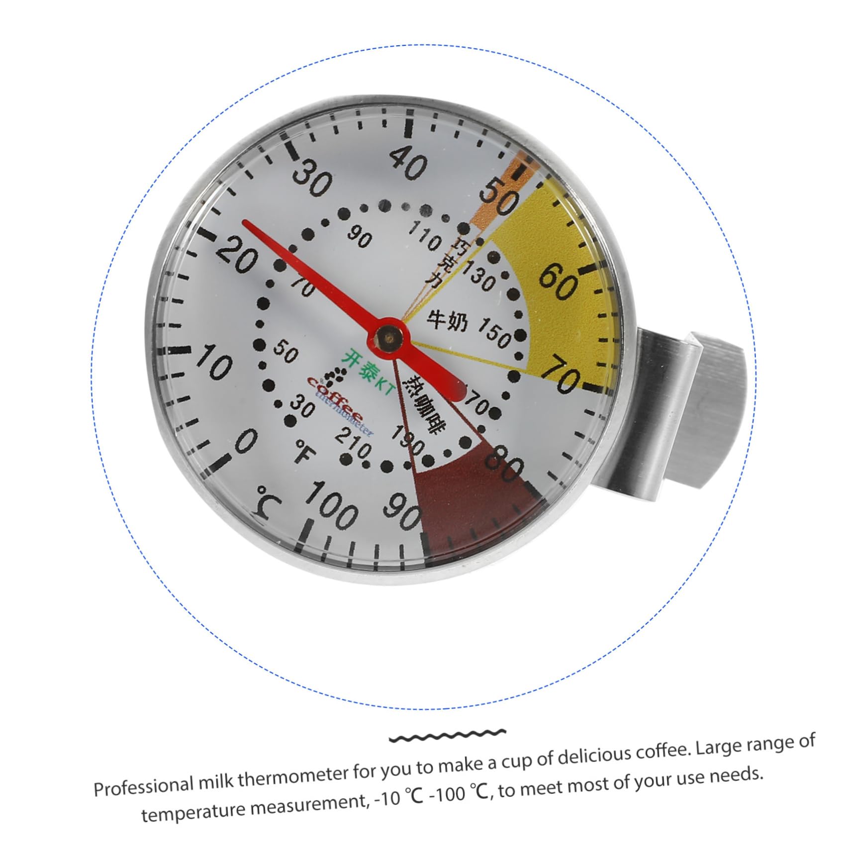 OKUMEYR Espresso Thermometer for Milk Cappuccino Latte Milk Jug Probe Stainless Steel Perfect for Coffee Makers