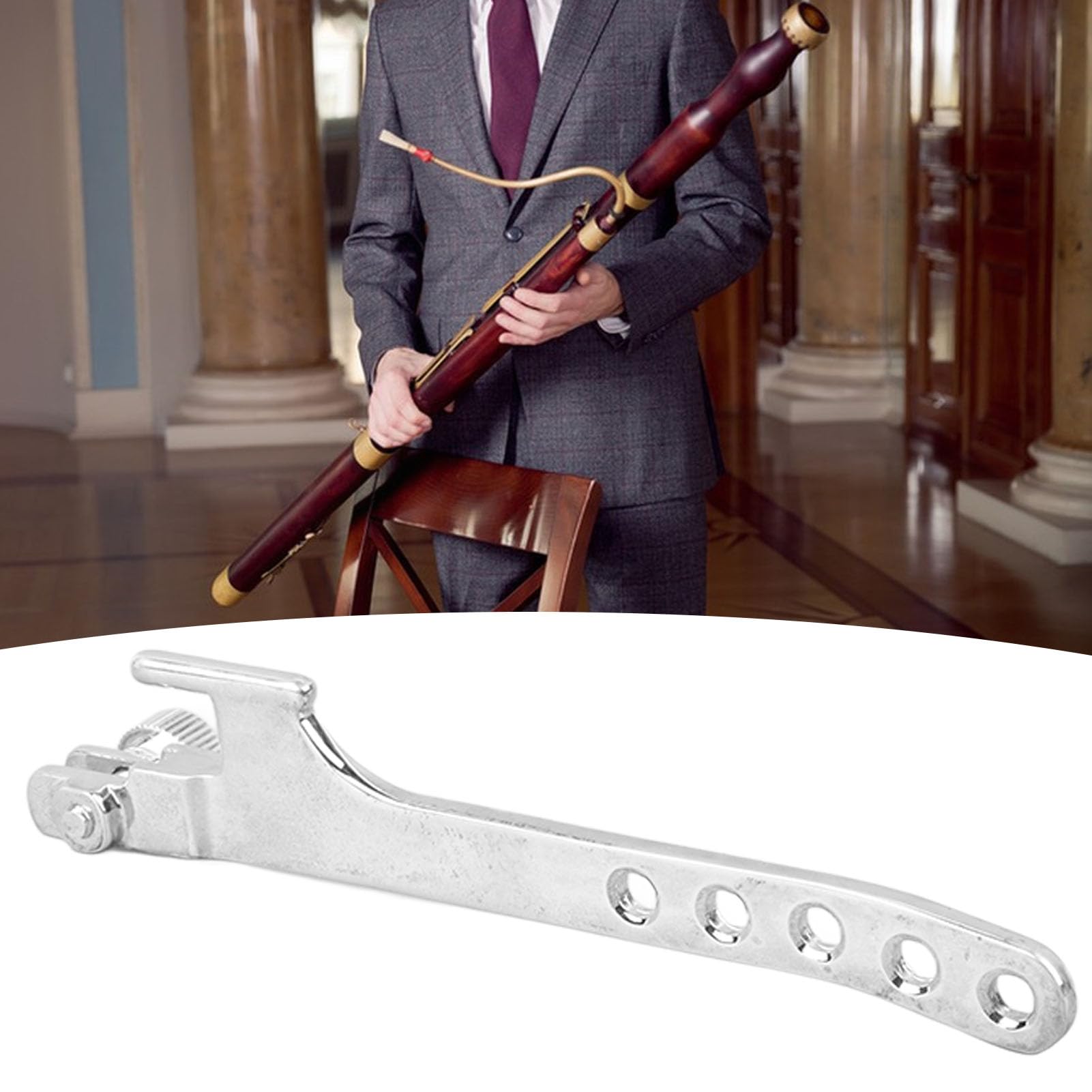 Verstellbarer Gleichgewichtstr?ger f¨¹r Fagott und Oboe Silberbeschichtet - Professioneller Stabiler Halter f¨¹r Blasinstrumente, Praktisches Zubeh?r f¨¹r Amateur- und Profimusiker