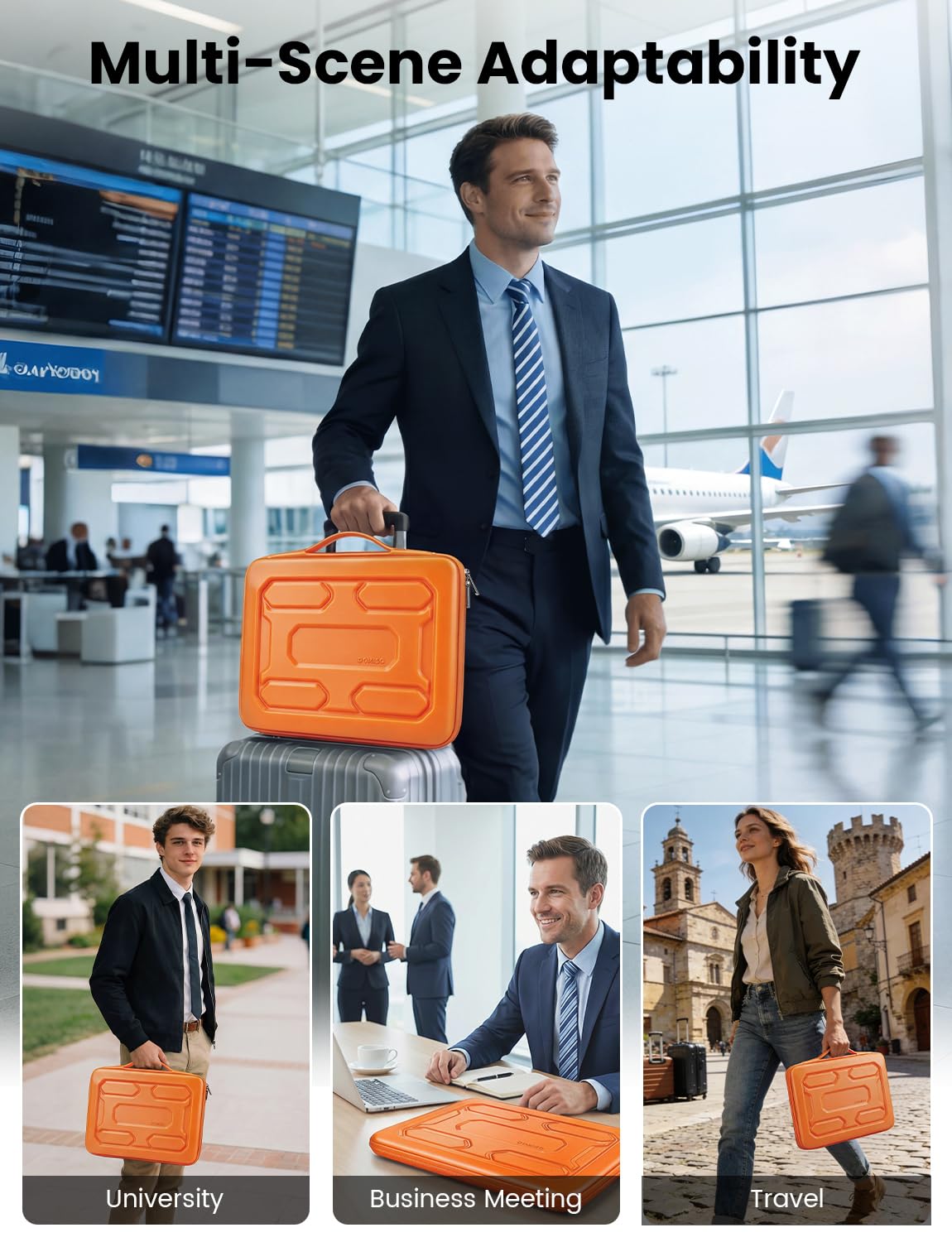 DOMISO Custodia protettiva per laptop da 15,6", con borsa per accessori, antiurto, impermeabile, in EVA, per Yoga 720, IdeaPad 310, 320, ThinkPad T570/Legion 5 Gen 6/HP Envy da 15/15,6", arancione