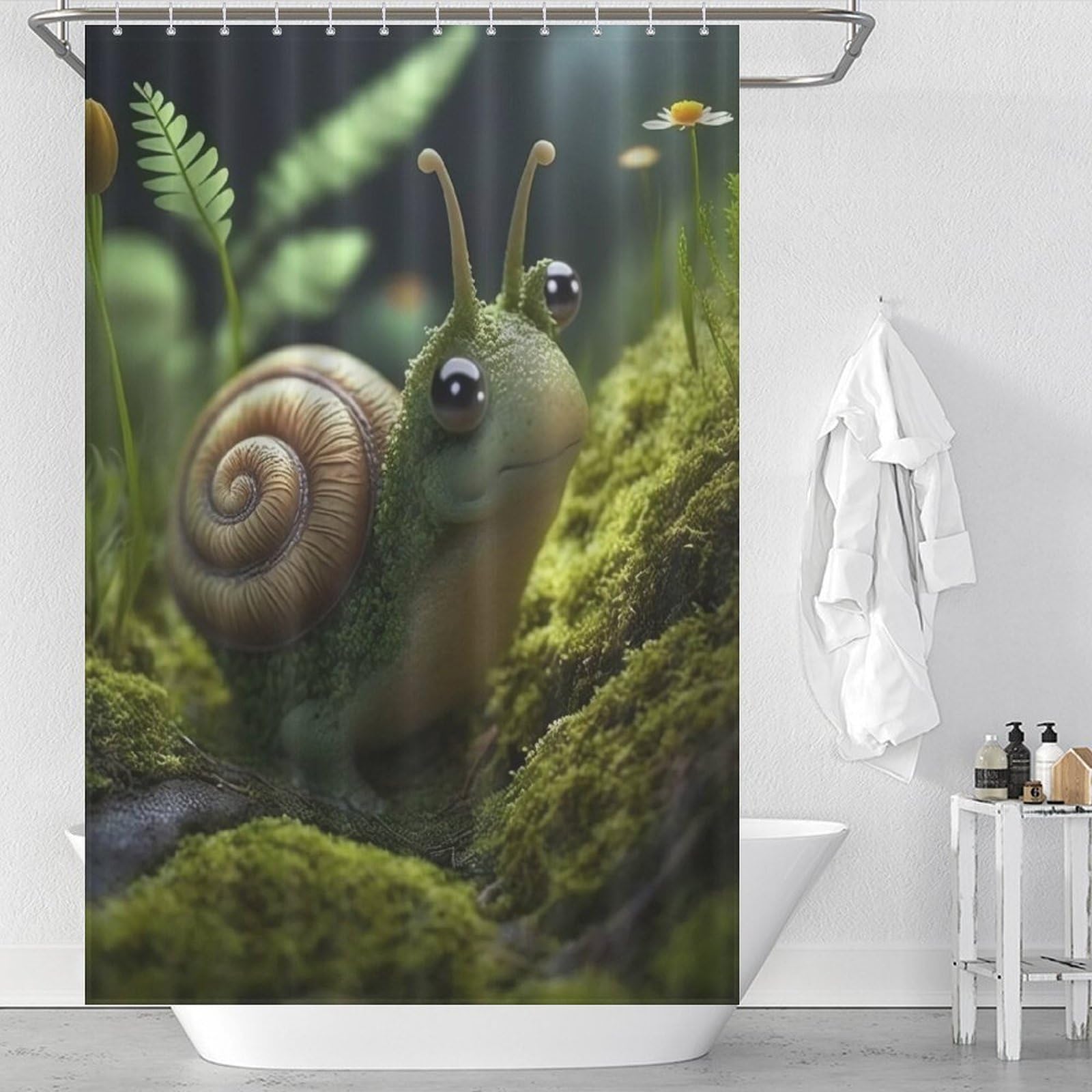 Rideau de douche tissu 122x183cm avec rideau baignoire lavable et crochets