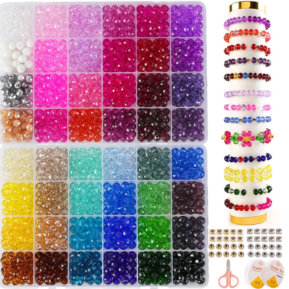 XJRLUK 1400pc 8mm Faceted Glass Beads