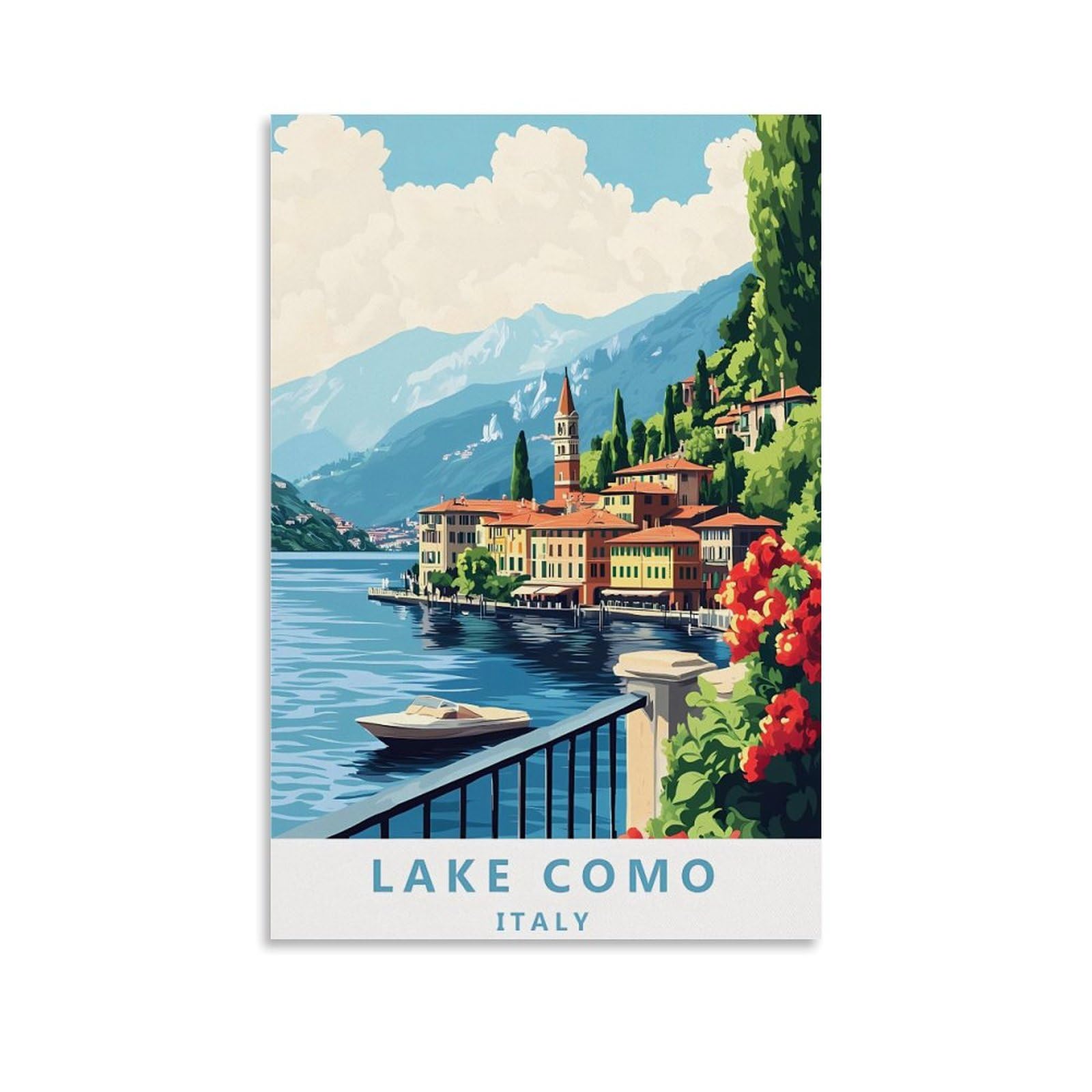 EZMLFA Diamond Art Kits Adults,Lake Como Italy,5D DIY Diamond Art Kits for Beginners Round Full Drill Diamond Painting for Home Wall Decoration Gift 40x50cm
