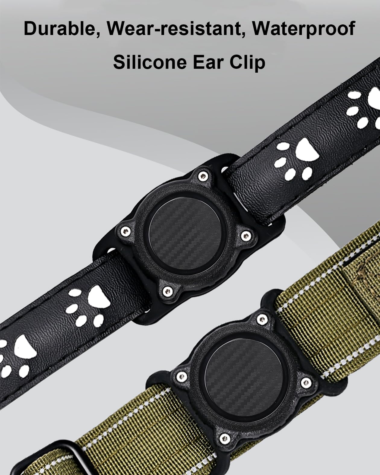 IPX8 Waterproof AirTag Holder, Ultra Durable PC for Dog Collar - Silicone Elastic Perforated Holder, Black 1 pack, Standard Version - Image 2