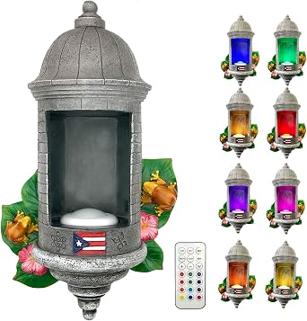 Puerto Rico Souvenirs, Puerto Rican Garita Wall Light with Remote Control, Puerto Rico El Morro Style Night Light Boricua Home Decor for Women Men Idea Gift Puerto Rican Garita-1