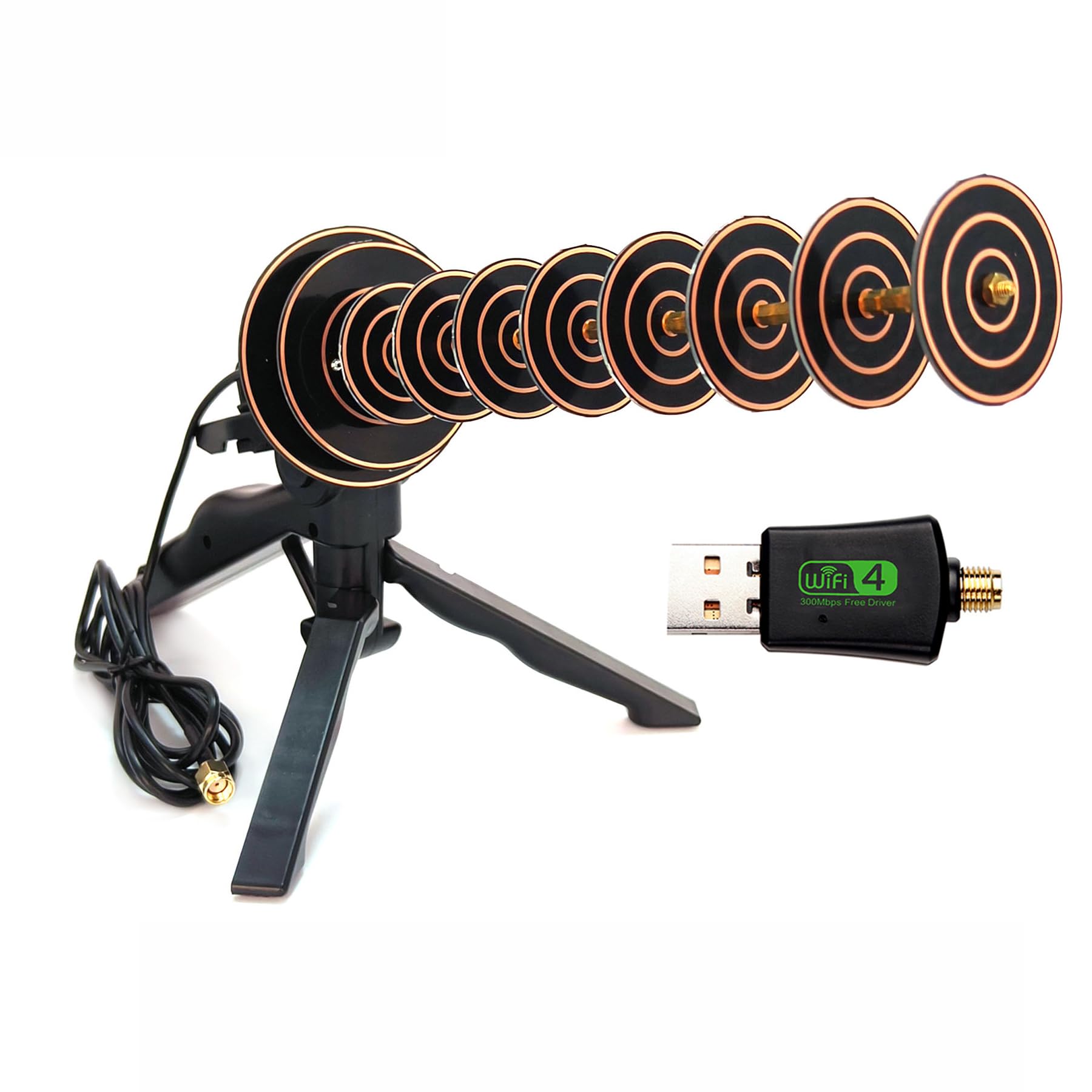 Antena direccional Yagi de 2.4 GHz Adaptador WiFi USB de largo alcance compatible con sistemas Windows 11/10//8/7, no requiere controlador de CD para PC de escritorio/portátil. Características