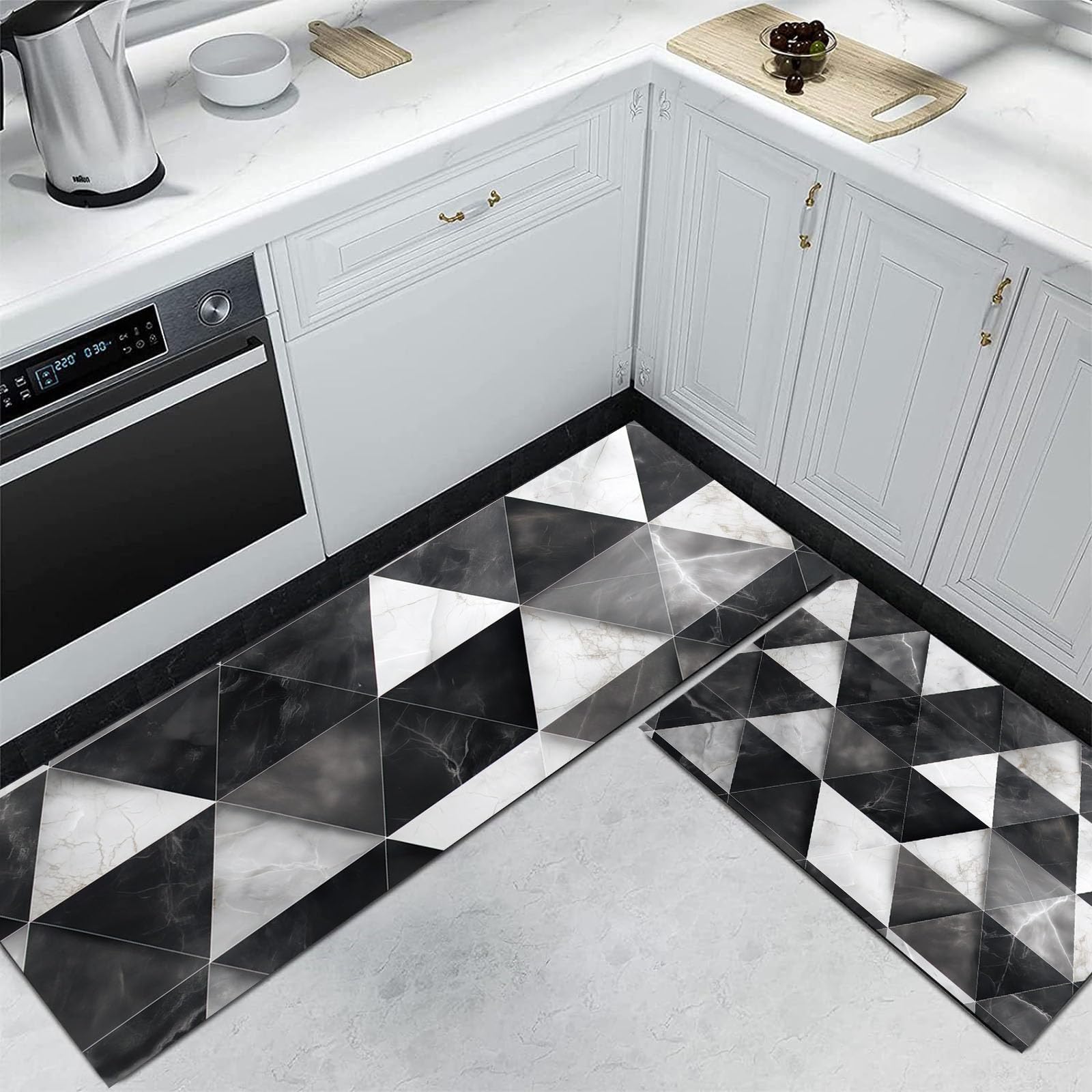 Alfombras de cocina de diseño de mármol tapetes de piso DUOTCYELE de alta resistencia de 2 piezas