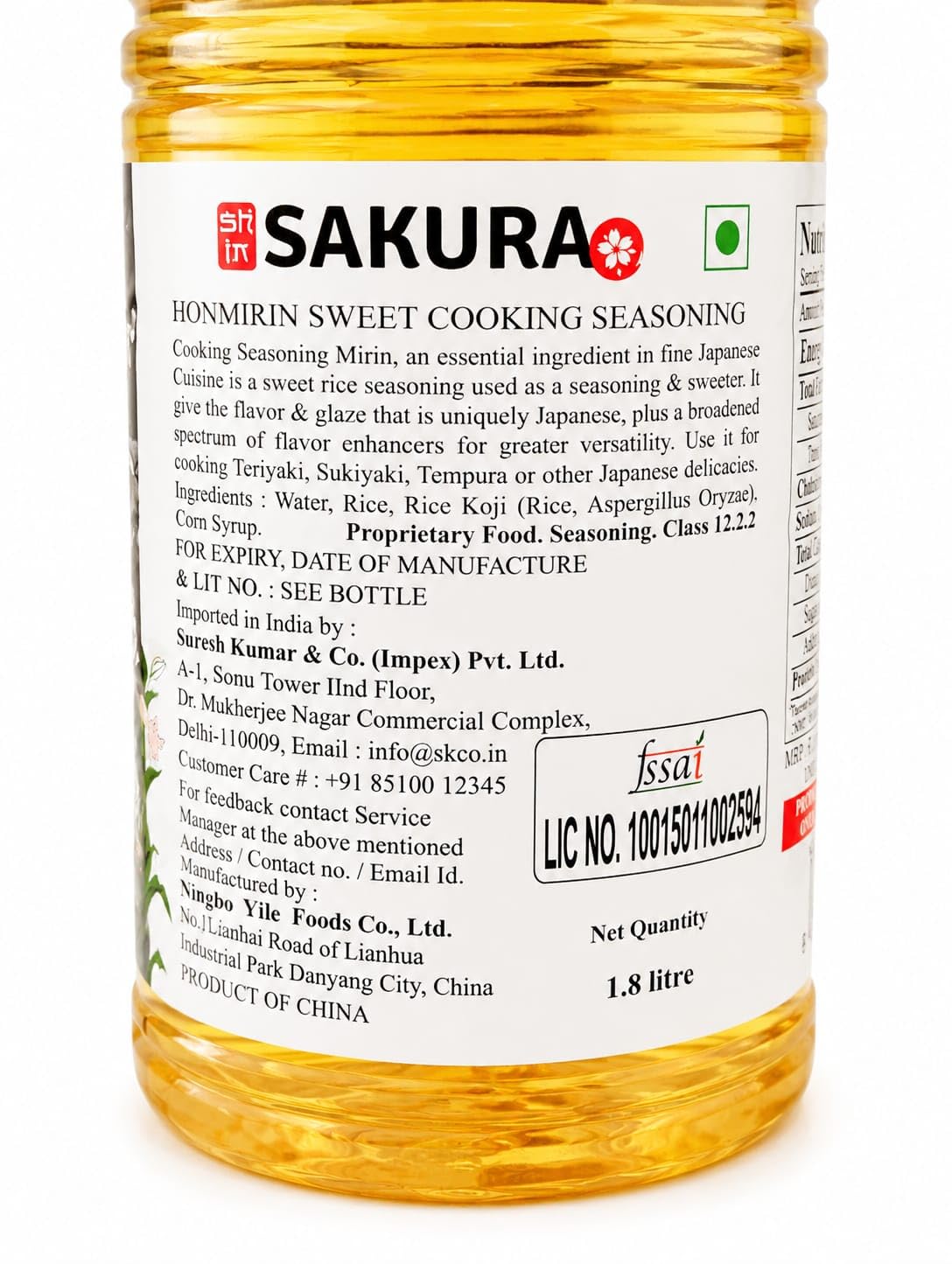 Hon Mirin Sweet Seasoning 1.8 Ltr | Traditional Japanese Sweet