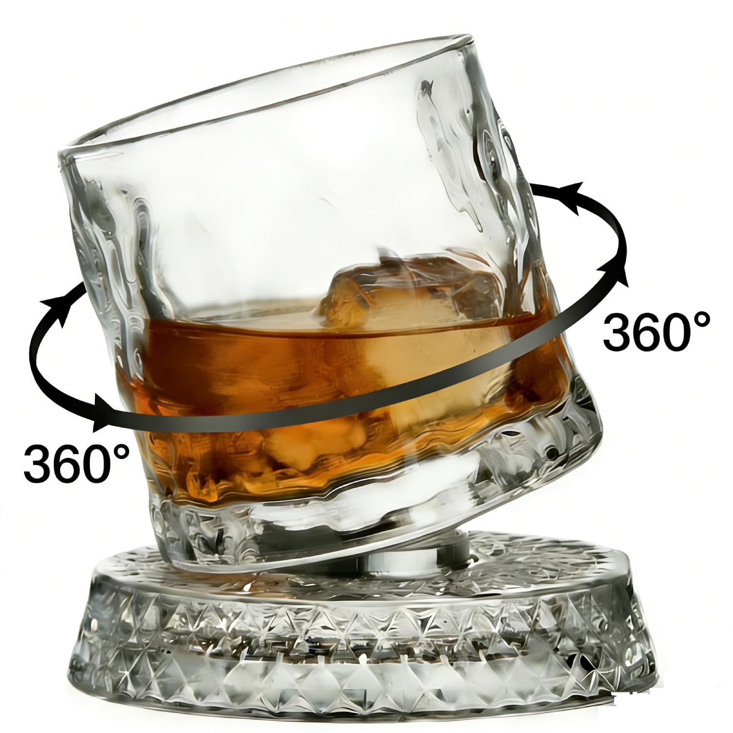 Szklanki do whisky obracające się o 360°, kubek z podstawką, do szkockiej whisky, burbona, koniaku, koktajli, 270 ml