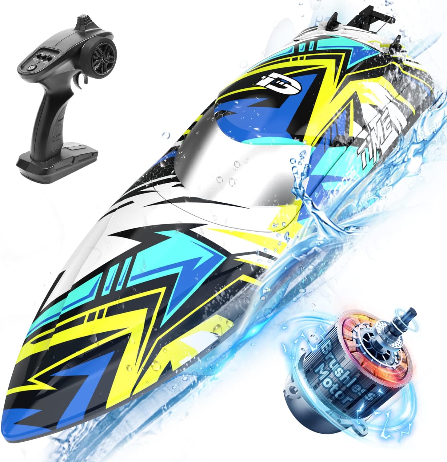 DEERC Brushless Remote Control Boat, 30+ mph Racing RC Boat, Full Proportional 2.4Ghz Speed Boat,Selfrighting Fast Boat with LED Light for Adults & Kids