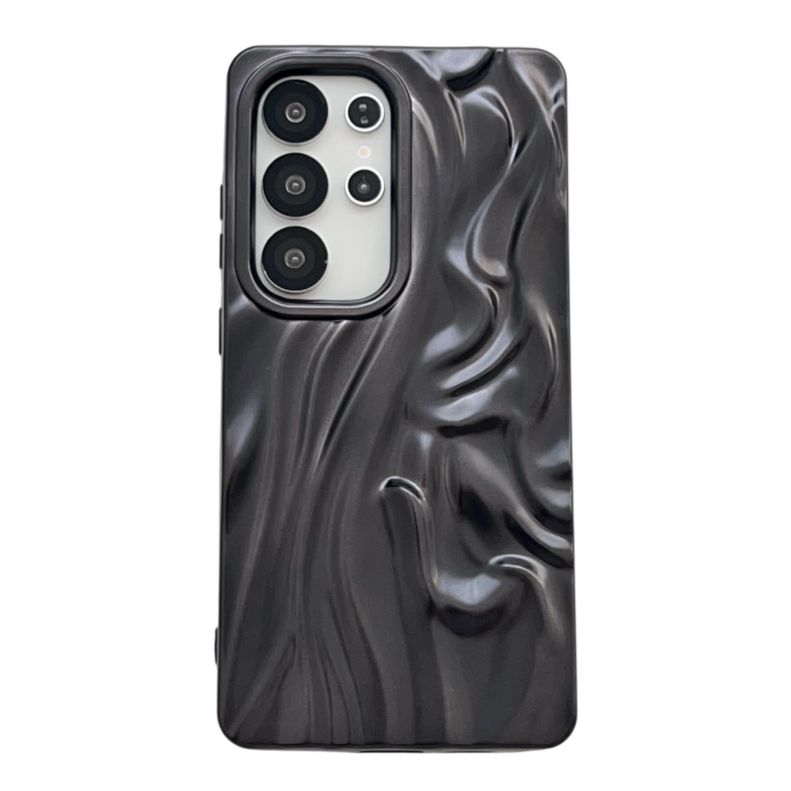 Caseative for Samsung Galaxy S24 Case,Pleated Water Ripple Chrome Wave Pattern Soft Compatible with Samsung Case (Black,Samsung Galaxy S24)