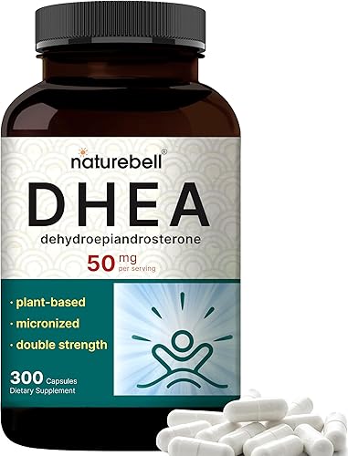 NatureBell DHEA 50mg para hombres y mujeres, 300 cápsulas | Micronizado para una mejor absorción | Fuente a base de plantas | Apoya la energía, el
