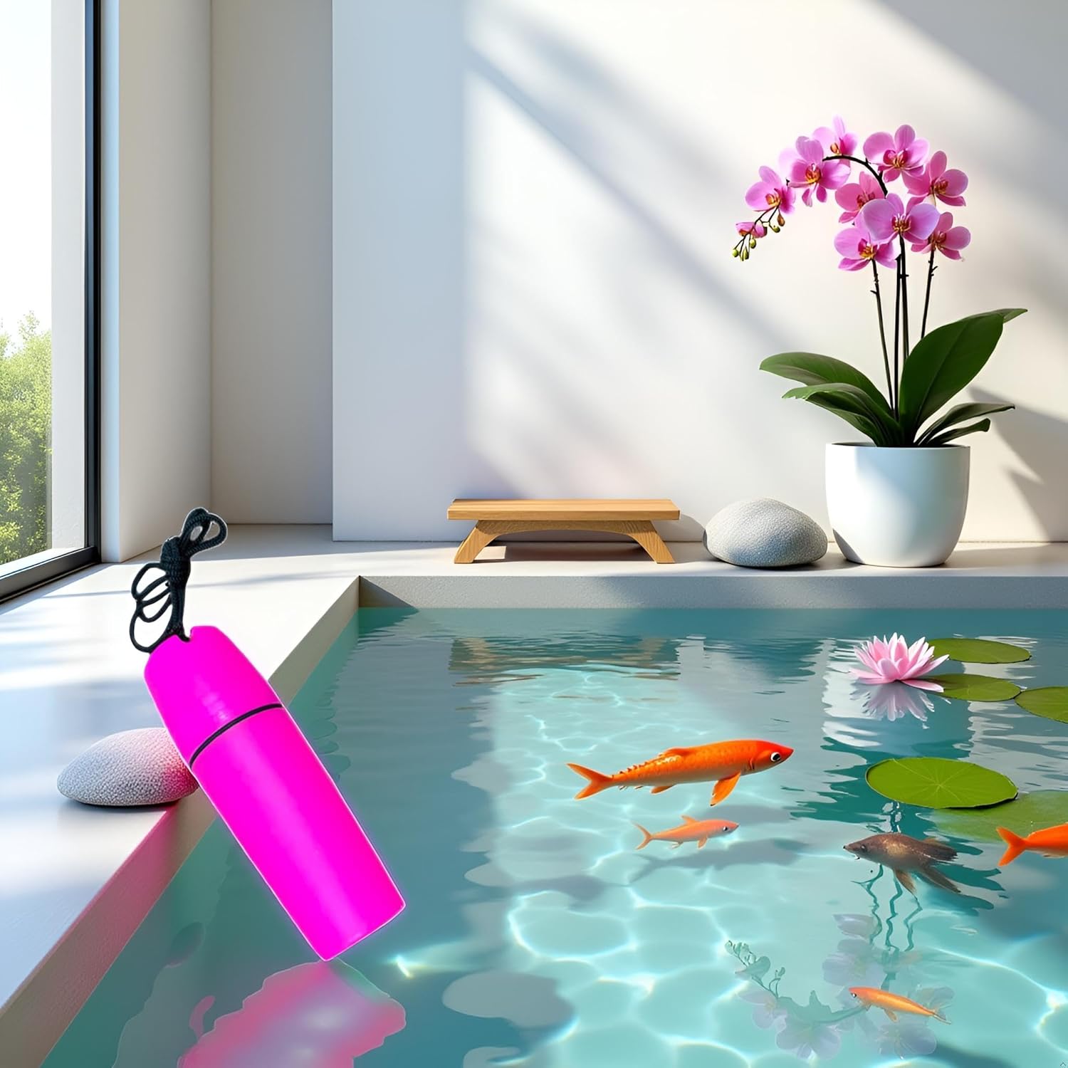 Pink Waterproof Storage Bottle Container with Lanyard – Floating Dry Box for Kayak, Canoe, Boat, Diving, Snorkeling – Watertight Plastic Case with Hook, Rope, O-Ring Seal for Outdoor Camping