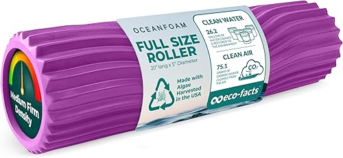 Miniatura 90 de Oceanfoam Tidal Roller - Rojo, Azul Marino Oscuro y Natural Marmóreo - Rodillo de espuma para masaje muscular para dolor de espalda y estiramiento -
