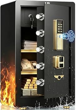 35-Min 1700F Fireproof Biometric Safe Box with Hidden Lock Box, 31.5" Tall