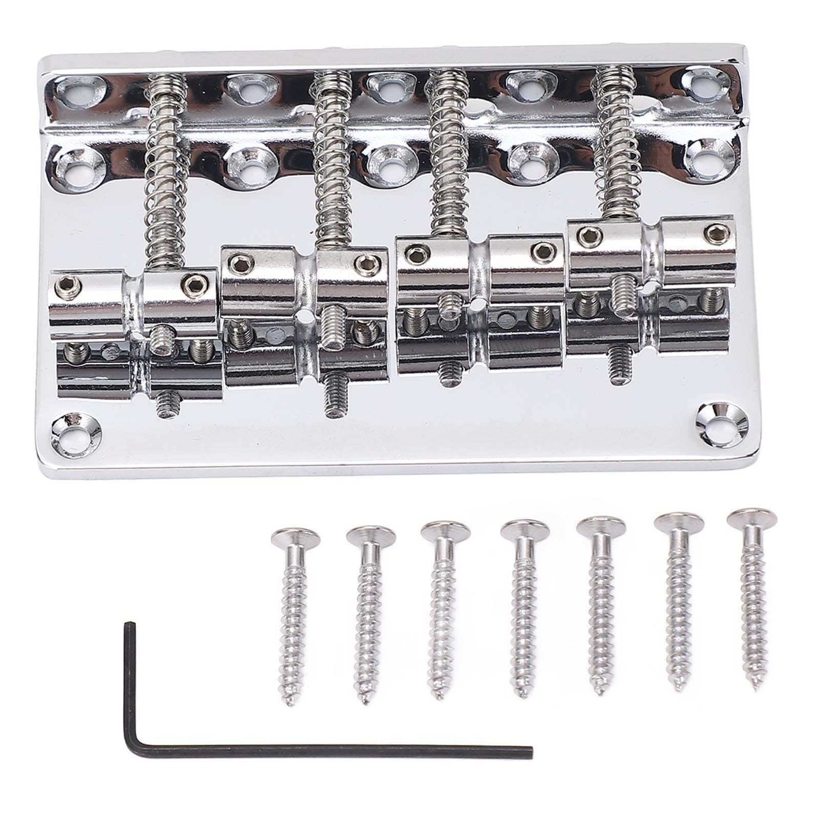 4 String Electric Bass Bridge Premium Zinc Alloy Fixed Guitar Bridge with Adjustable Saddle for Jazz Bass Upgrade 86MM Size