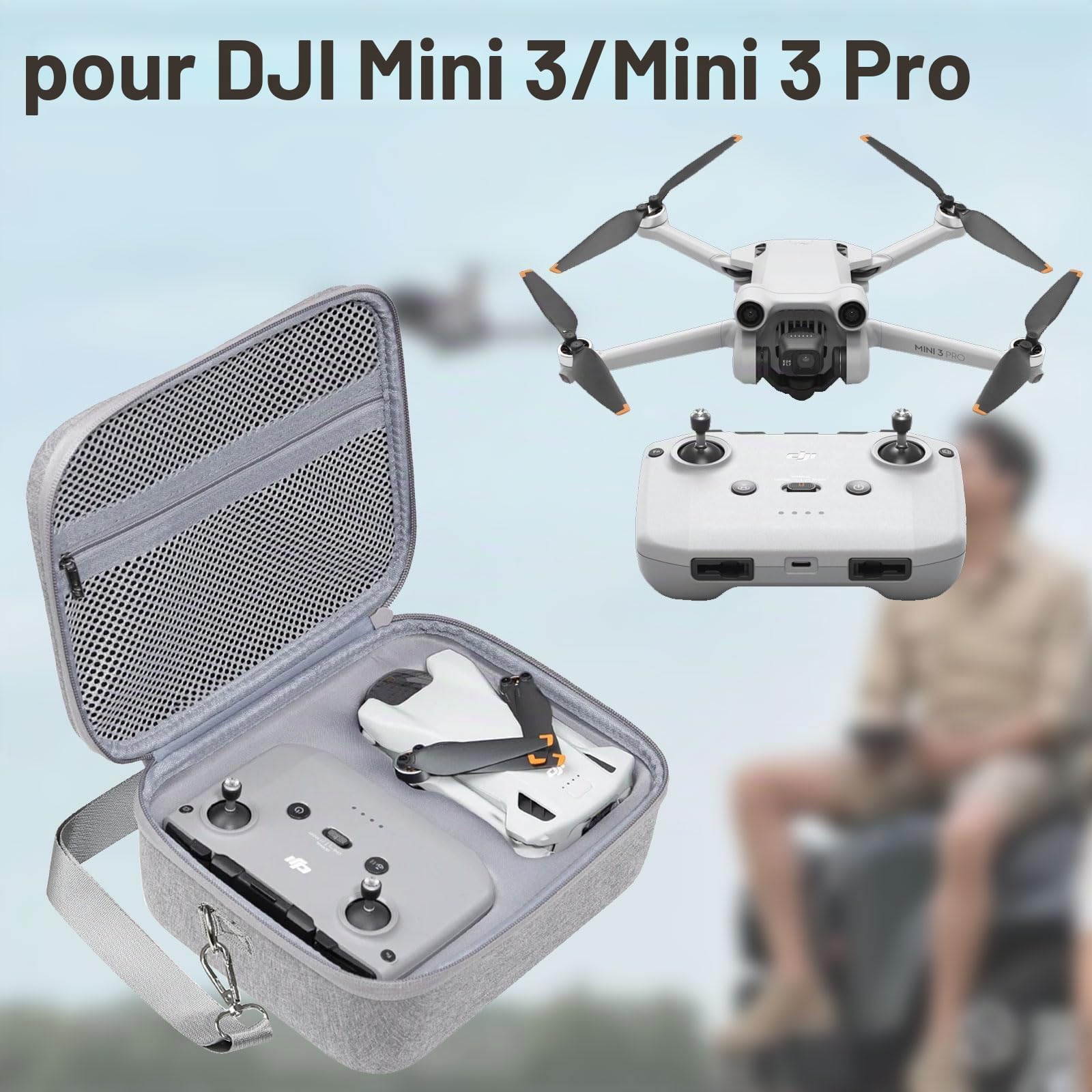Gdraco Sac de Transport Rigide Portable Sac de Voyage avec Sac à bandoulière pour DJI Mini 3/Mini 3 Pro Accessoires de Protection pour Drone