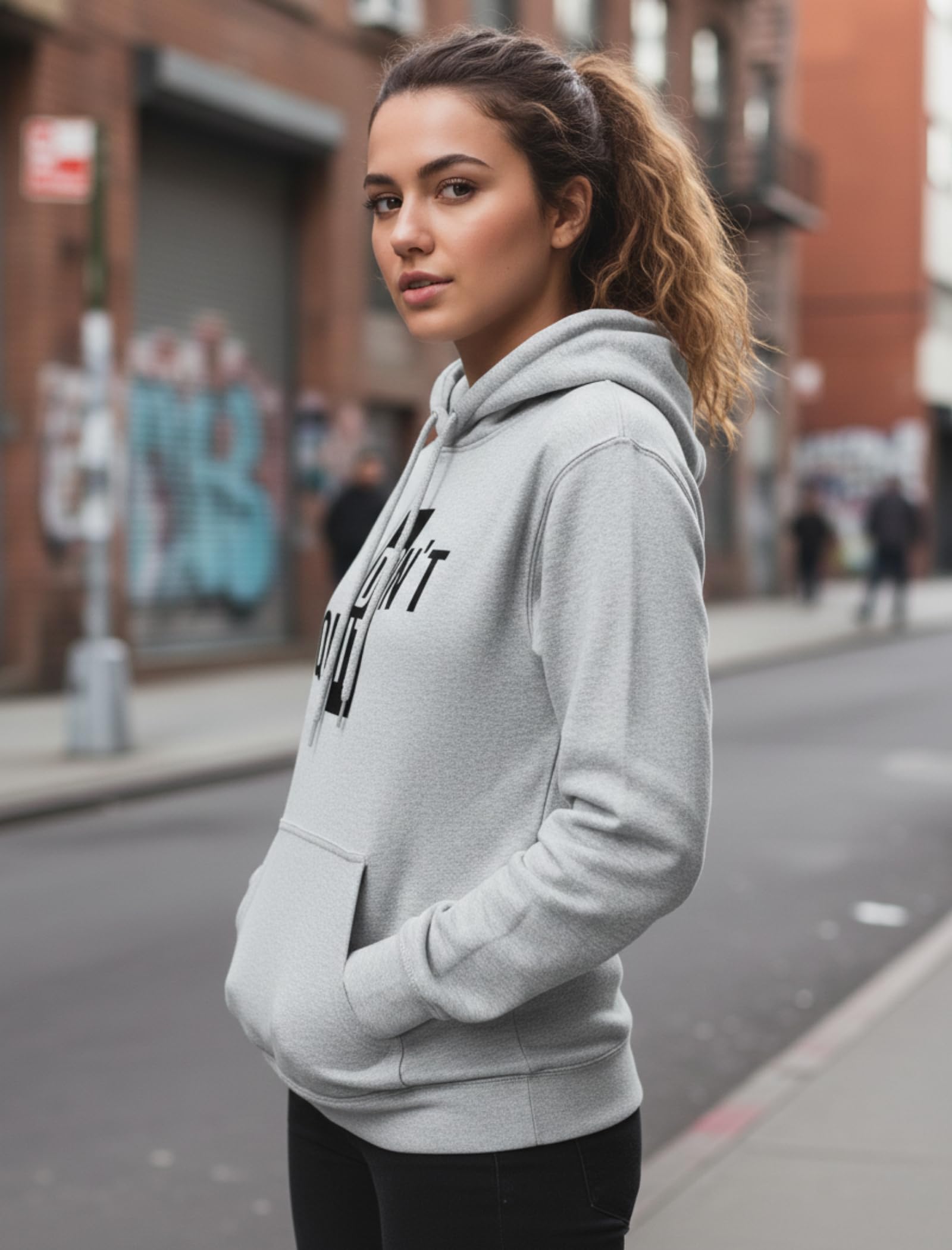 More & More Unisex-Adult Fleece Neck Hooded Regular Fit Sweatshirt (Dont Quit Hoodie_Milange Grey 3