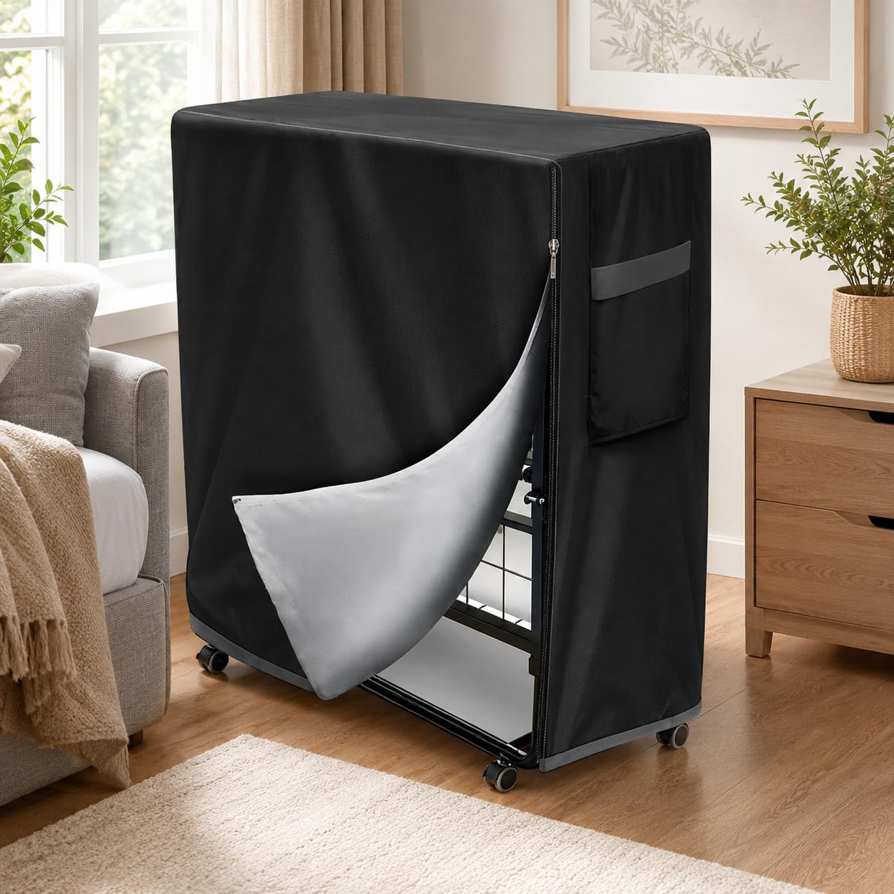 Bed Storage Cover, Folding Oxford Fabric Rollaway Bed Cover with Zipper, Thickened Storage Cover Water and Dust Resistant Protective Bed Protector Cover, Easy to Put On and Take Off(#2) โ image 1