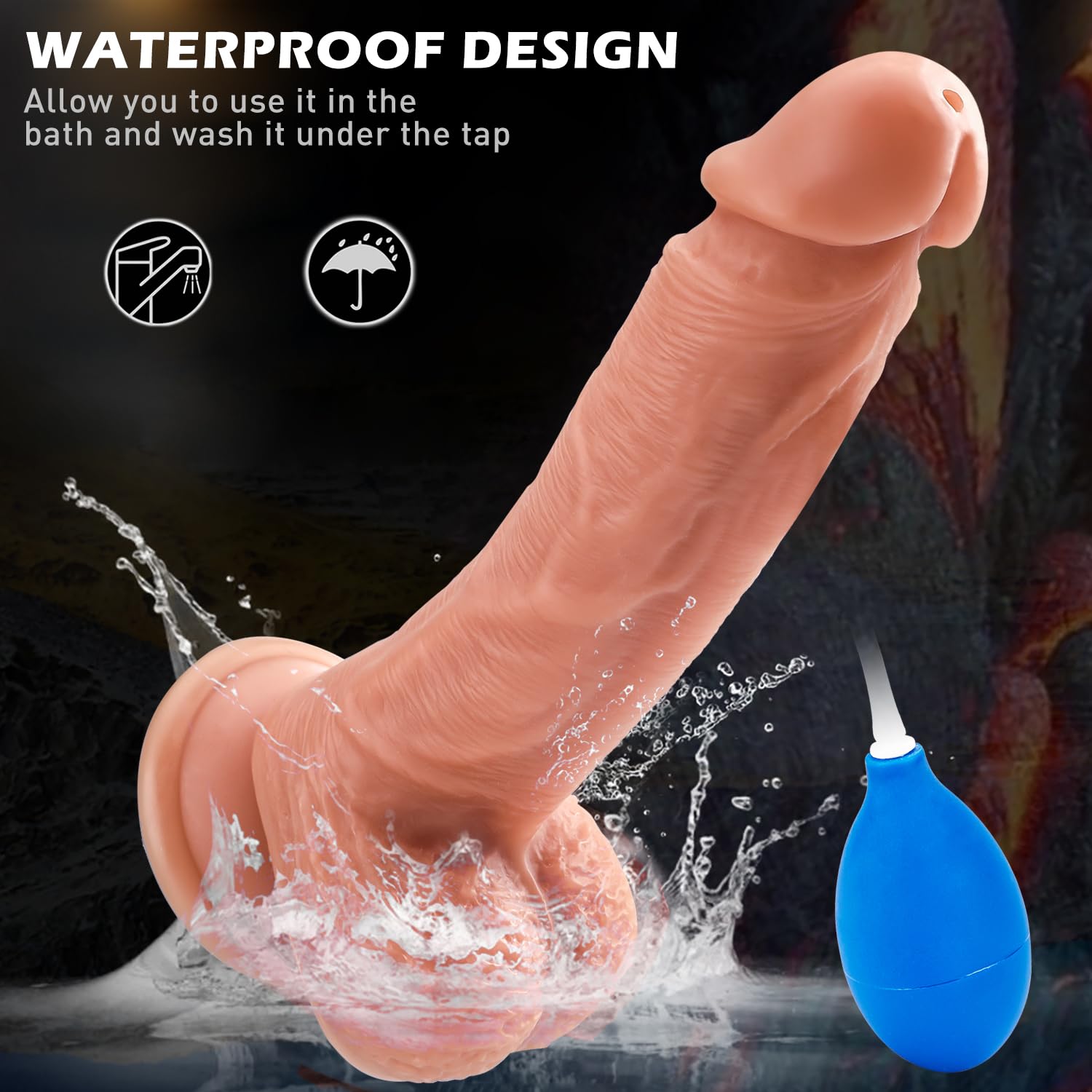 Consolador Hombre Realista Para las Mujeress, Squirting Agua Simulación de Eyaculación con Spray Pene Real Suave para Pene con Ventosa, 26 cm