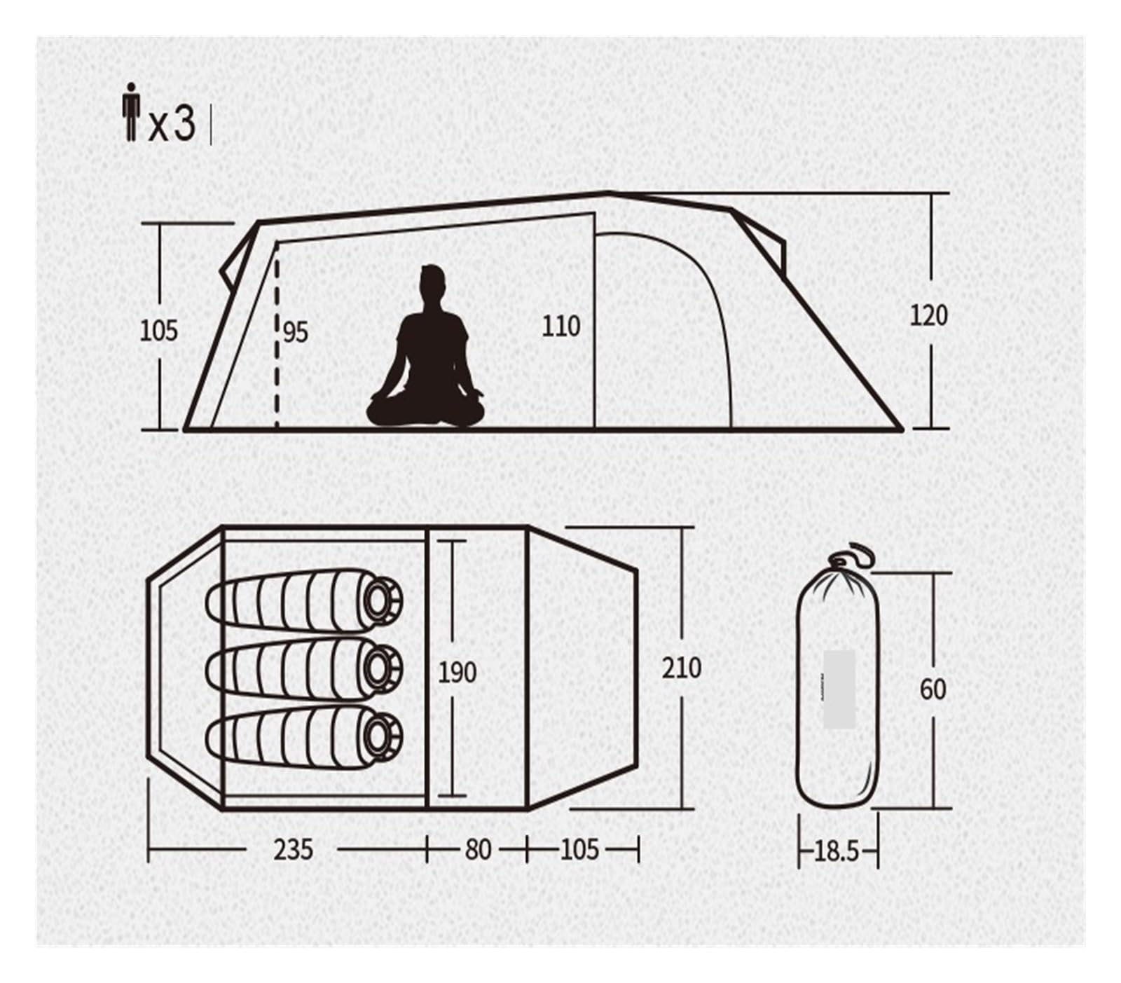 namiot kempingowy 3 Outdoor Camping 3-osobowy namiot tunelowy