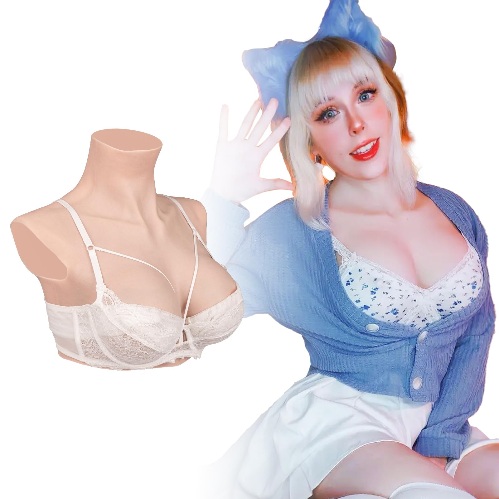 Minaky Silicone Breast Forms Realistic Breastplate Prosthesis Mastectomy C~G Cup Artificial Fake Breast for Crossdresser Transgender Cosplay - 9TH Generation,C Cup Silicone,Asian Yellow