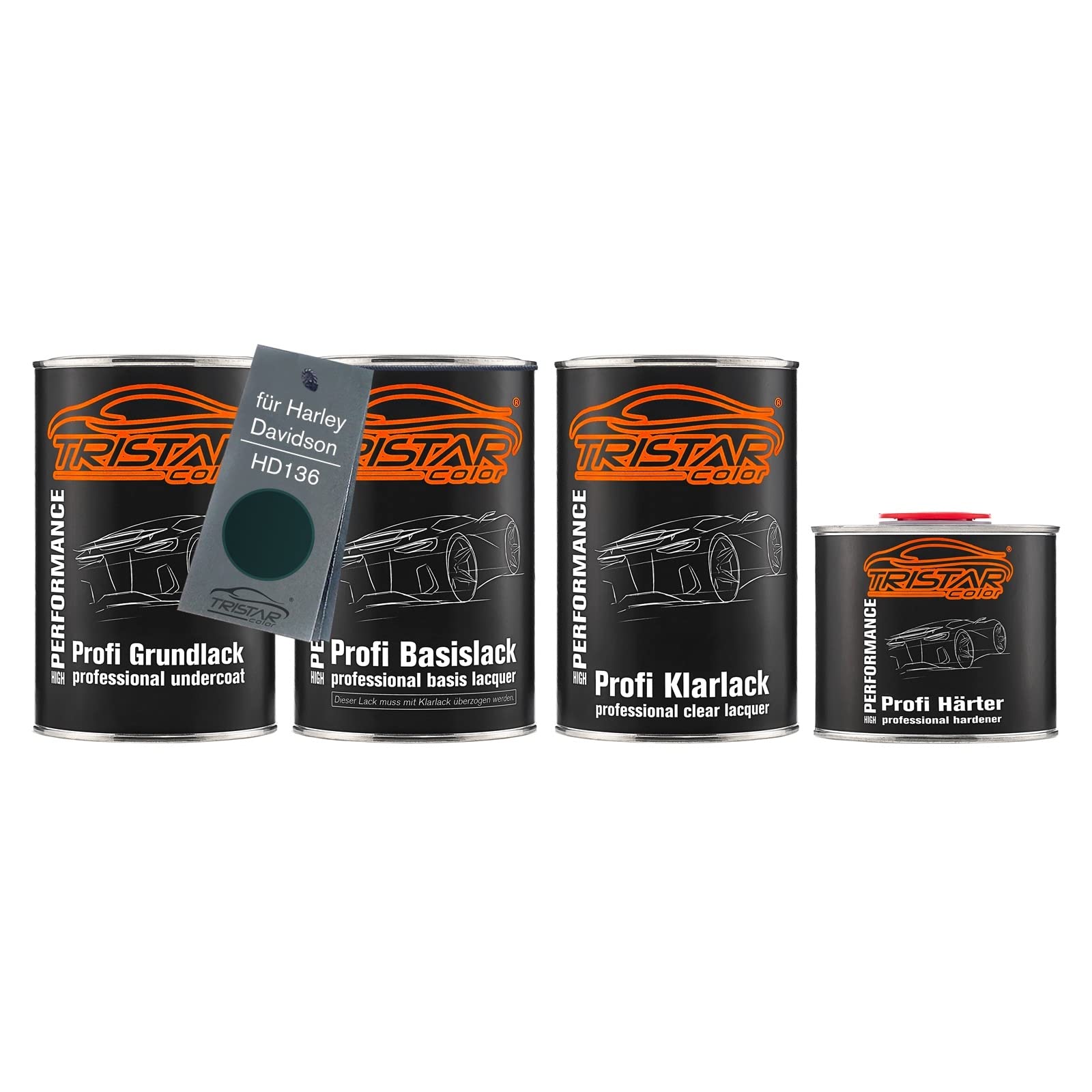 TRISTARcolorMotorcycle paint Set can ready for spraying for Harley Davidson HD136 Jade Sunglo Metallic under + base + 2K clear coat 3.5l