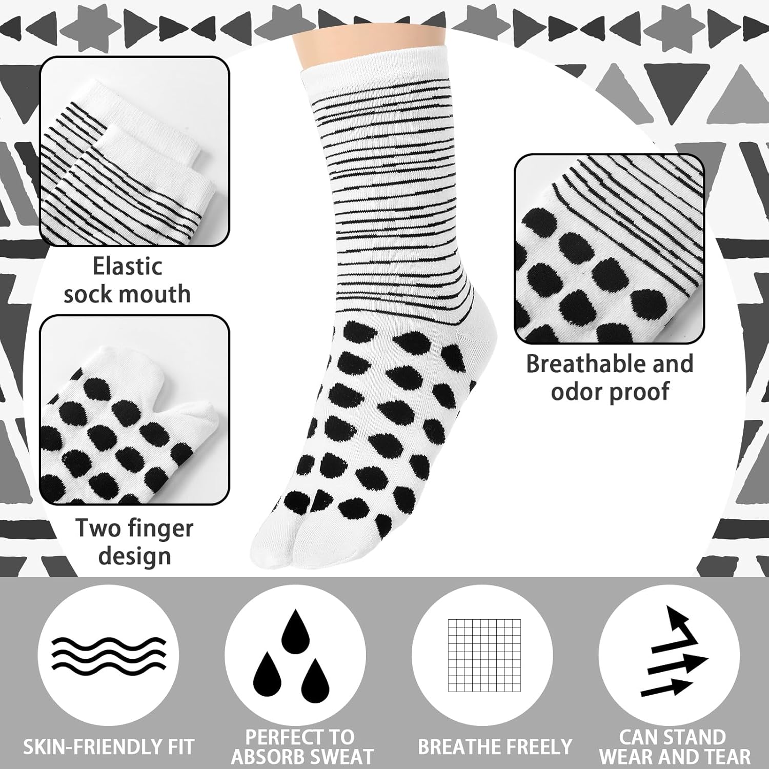 6 Pairs Men's Tabi Socks Cotton Stylish Flip Flop Socks Split Toe Geta for Men Athletic Wicking - Image 5