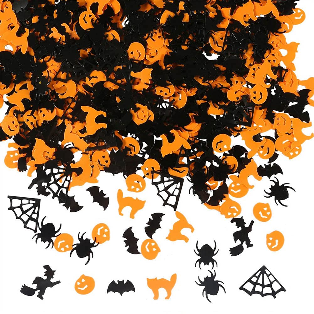 YAMEEHalloween Party Table Scatter Confetti, Pumpkin Spider Webs Bat Foil Glitter Trick or Treat Sprinkles Confetti Halloween Decorations, 100g