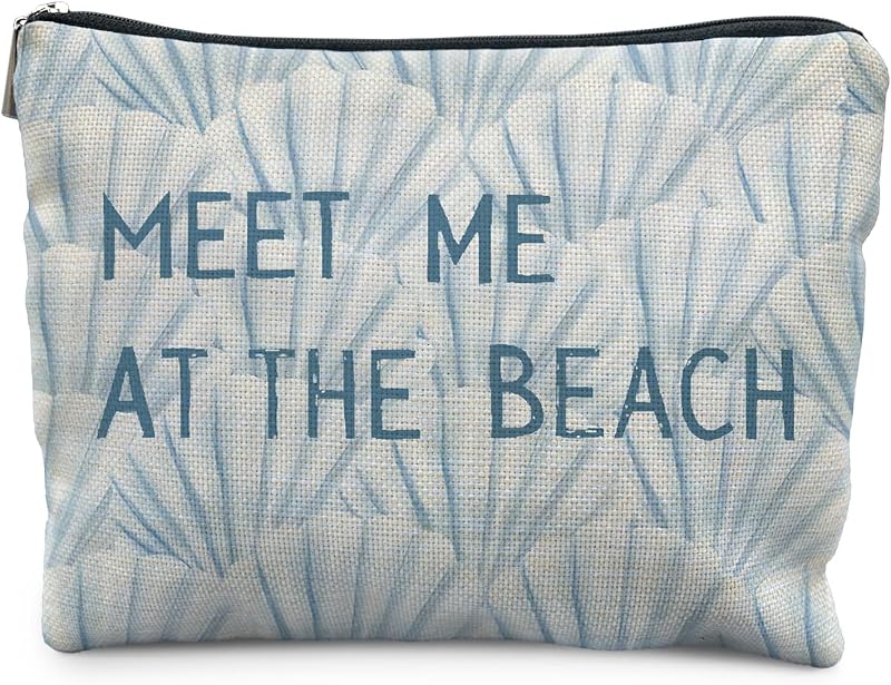 Necessaire de maquiagem KBRCT Beach Seashell com zíper, 25,4 cm x 19,05 cm x 0,76 cm, modelo 219
