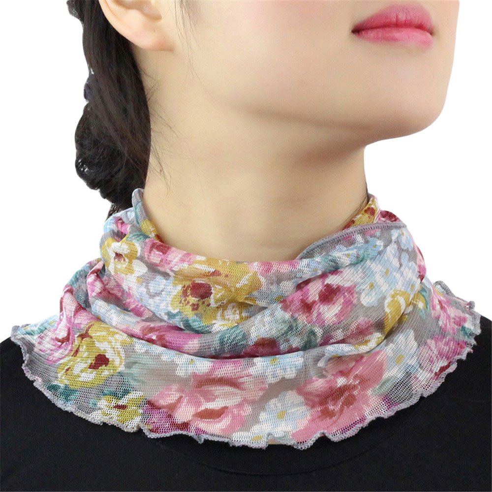UK_Stone Women 100% Mulberry Silk Neck Warmer Faux Collar Neckerchief Neck Scarf Infinity Loop Scarf (#26)