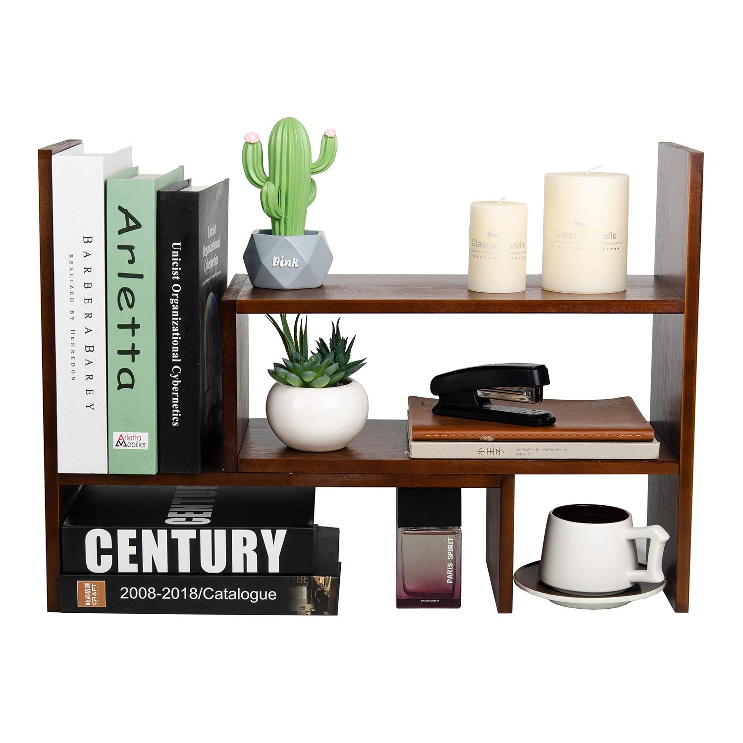 Buy Desktop Organizer wood Office Storage Rack Adjustable Extendable