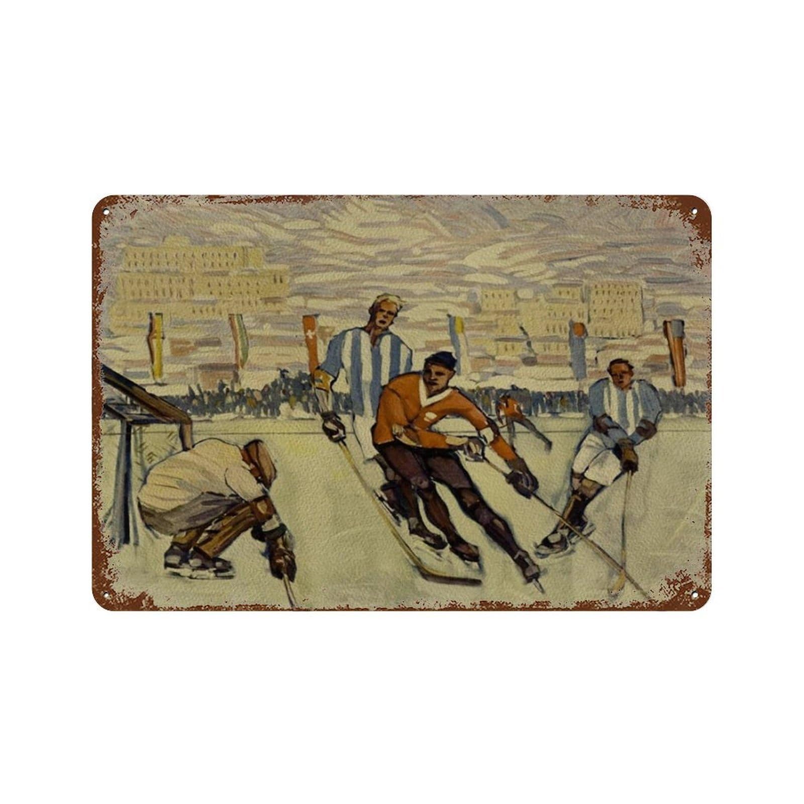 xiaoxiaoshen Ice Hockey, A Retro Sports-themed Painting Wall Decor Art Metal Tin Poster Modern Home Decor Art Home Bar Shop Decorations Vintage Sign 20x30cm