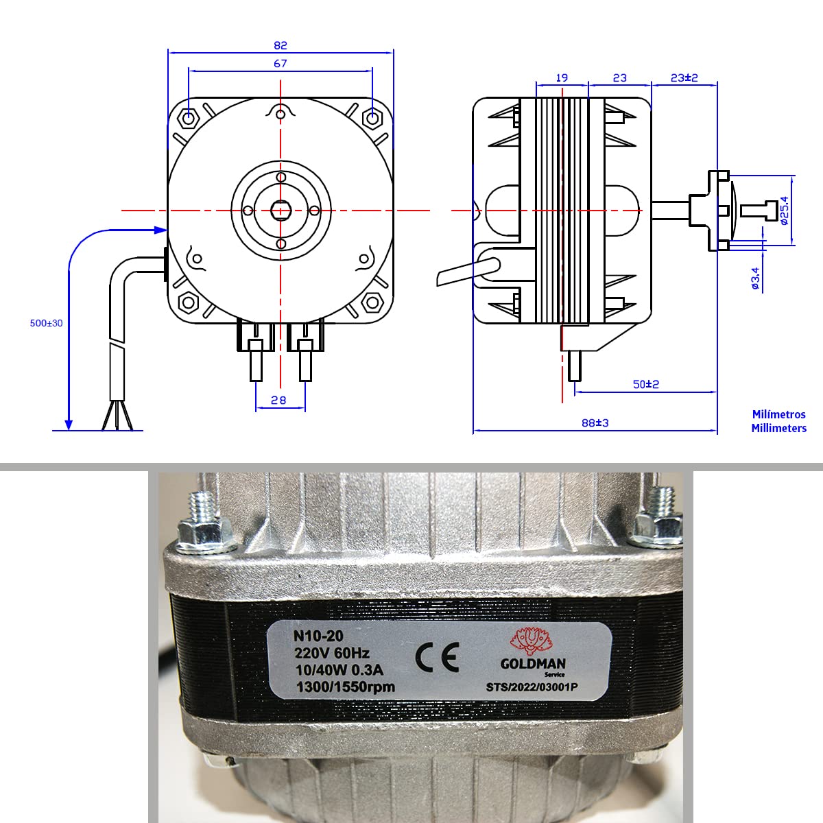 GOLDMAN SERVICE | Motore ventilatore per portabottiglie da 10 W, con ancoraggio multifunzione, per frigorifero, cella frigorifera industriale, compatibile con le principali marche
