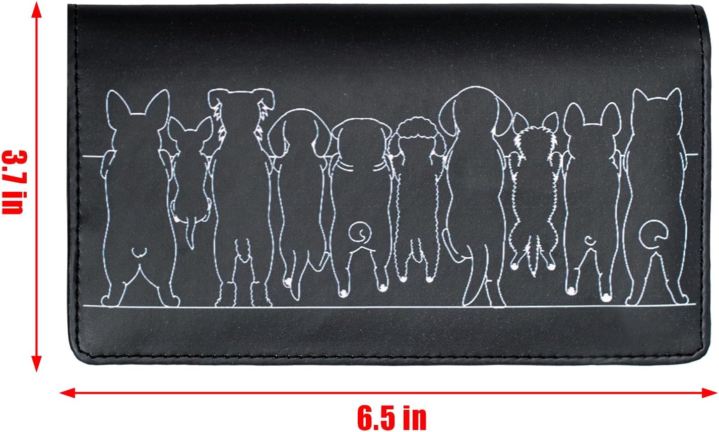 Sanlykate Checkbook Cover - RFID Blocking PU Leather Case for Duplicate Checks, Men & Women, with Pen Holder & Free Divider, Cartoon Dogs - Image 3