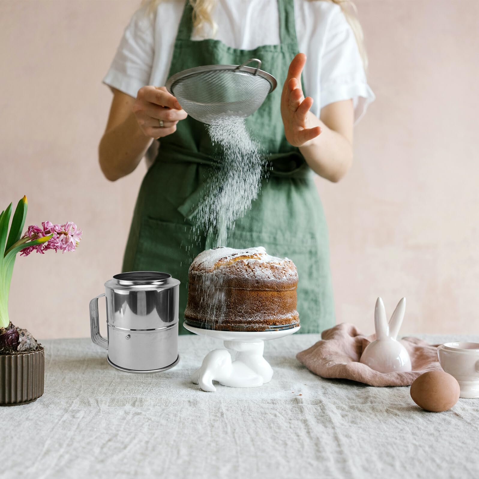 Angoily Einhand Mehlsieb aus Edelstahl Feinmaschig zum Bestreuen von Mehl und Puderzucker Leicht und Robust für Backen zu Hause
