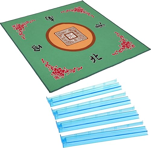 Mahjong - Alfombrilla con 3 dados gratis, alfombrilla antideslizante (verde) 31.5 pulgadas de largo x 31.5 pulgadas de ancho (31.5 in x 31.5 in),