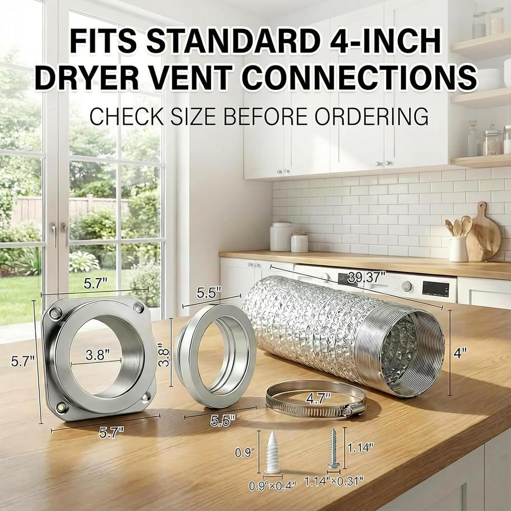 Magnetic Dryer Vent Connector Kit with Quick Connect Dryer Vent Design for Tight Spaces & Apartments, Aerospace Aluminum Body, Strong Hold, Includes 3.3ft Hose & 2 Clamps - Image 2