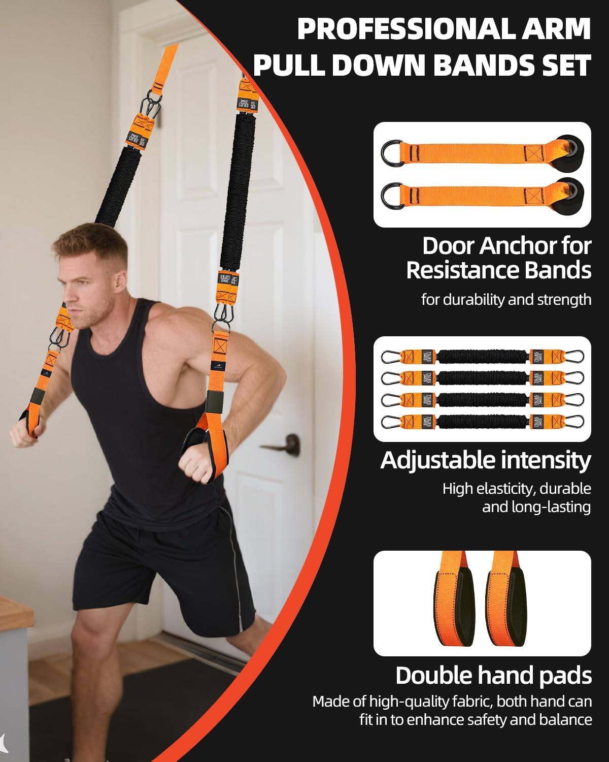 Abahub Set di Bande per Tricipiti con Ancoraggi Porta Regolabile, Banda Tricipiti per Fitness Casa, Allenamento Braccia e Esercizi Forza, Include Maniglie e Borsa, Principianti Home