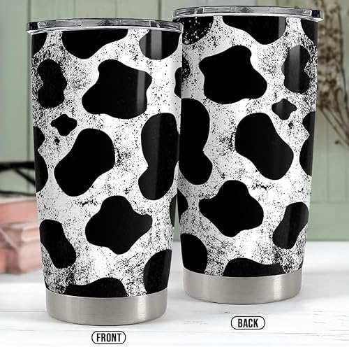 Miniatura 2 de SANDJEST Vaso de piel de vaca de 20 onzas con tapa de garabato blanco y negro con tapa, regalo para mujeres, niñas, hijas, hermanas, amantes de los