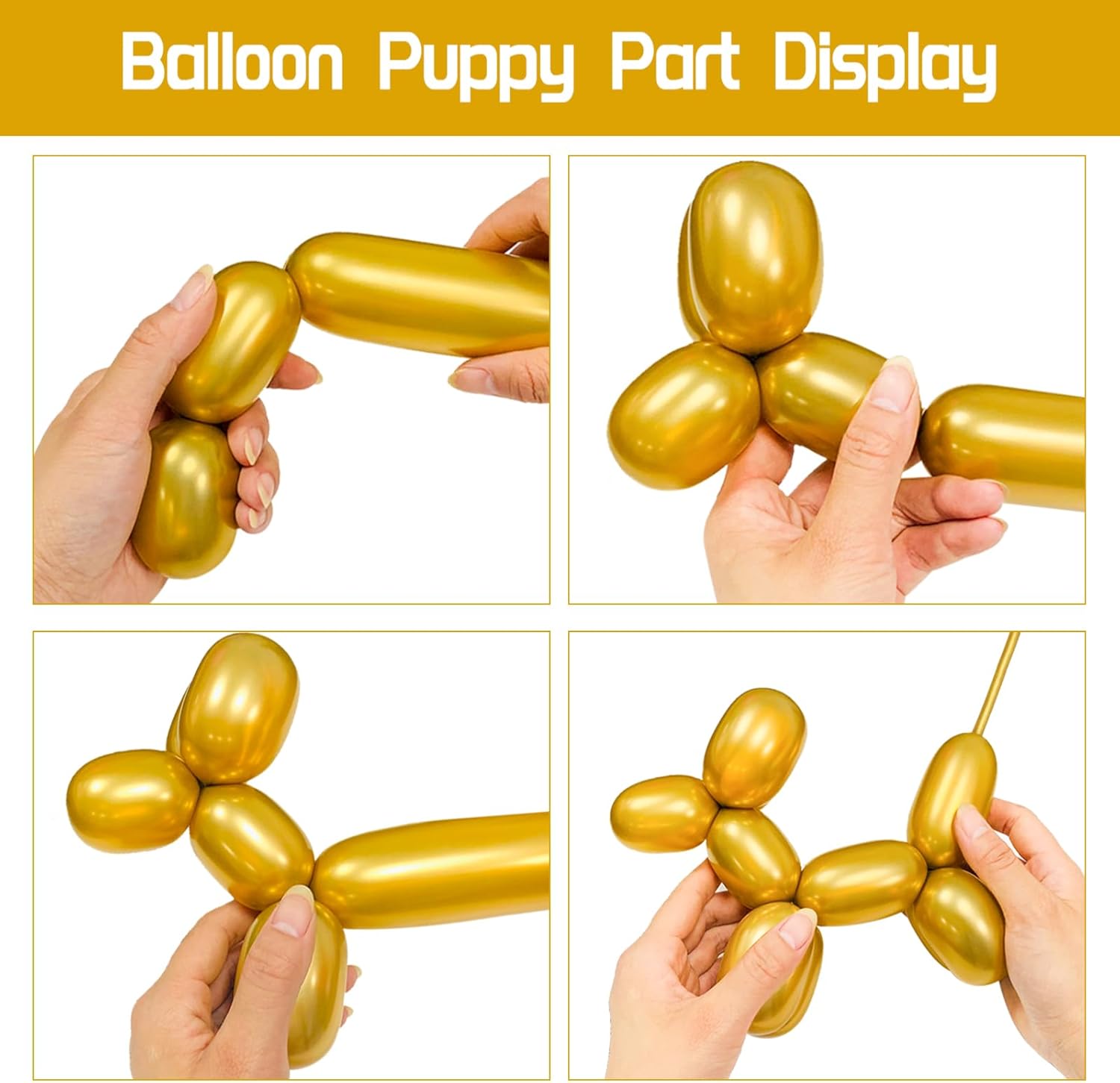 100Pcs 260 Balloons Metallic Gold Long Balloons for balloon animals, Gold Skinny Latex Twisting Balloon for Animals Modeling Christmas Birthday Wedding Party Decorations. (Gold) - Image 4