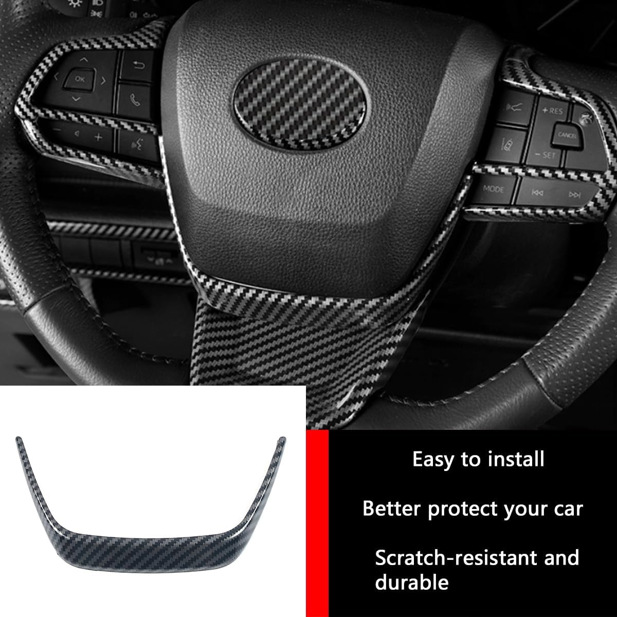 Car Accessories Fit for Toyota Sienna 2021 2022 2023 2024 2025 Interior Left Center Console Decorative Button FrameDecor Cover Trim (Carbon Fiber Style) ABS 1 PC