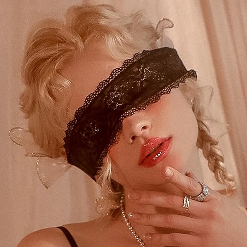 Miniatura 3 de YOMORIO Máscara de ojos de encaje, 2 unidades, color negro y blanco, ajustable, sexy, para mujer, cubierta de ojos, accesorios de fiesta de disfraces